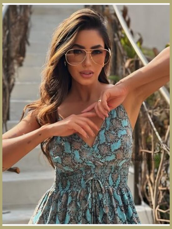 Metal Frame Oversized Aviator Sunglasses UV400 Protection main image 5